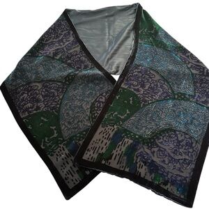 Chico's Shawl Wrap Green Blue Burn Out Velvet Silk Forest Fairy Large 13” x 62”